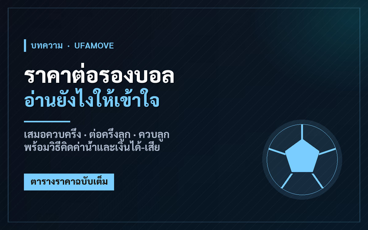 ราคาต่อรองบอล อ่านยังไง ? ต่อครึ่งลูก ควบลูก เสมอควบครึ่ง ครบในที่เดียว